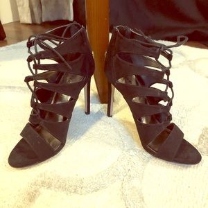 Madden girl black lace up heel WORN ONCE